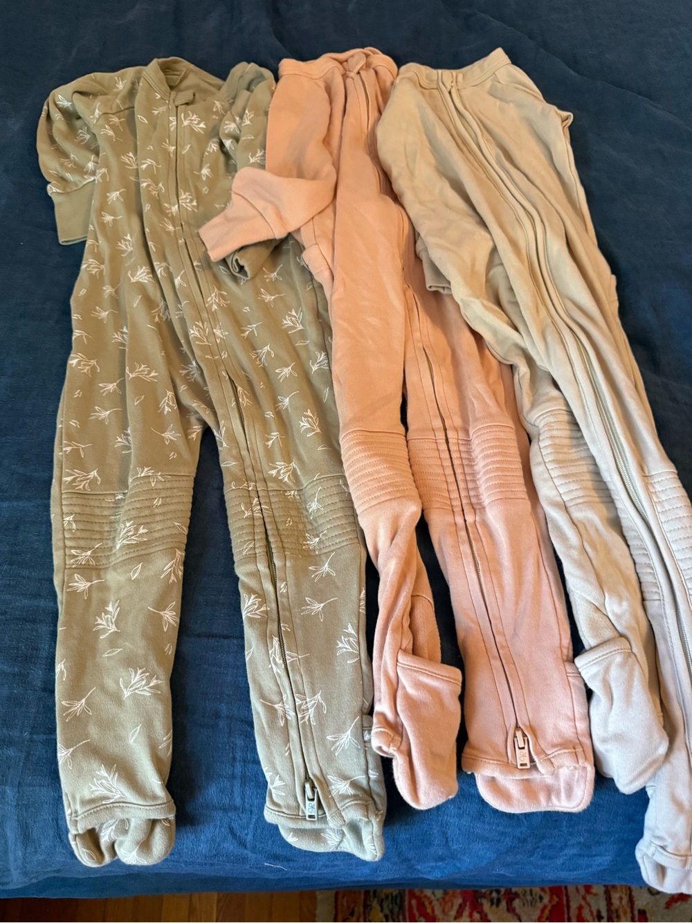3-Pack  capsule Neutral Baby Zipper Sleepers - Sage, Tan, Beige - Picture 2 of 3